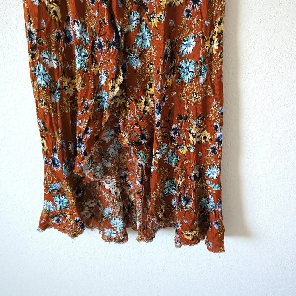 Blue‎ Life Womens Aura Wrap Ruffle Skirt Size Large Summer Nights Floral Print